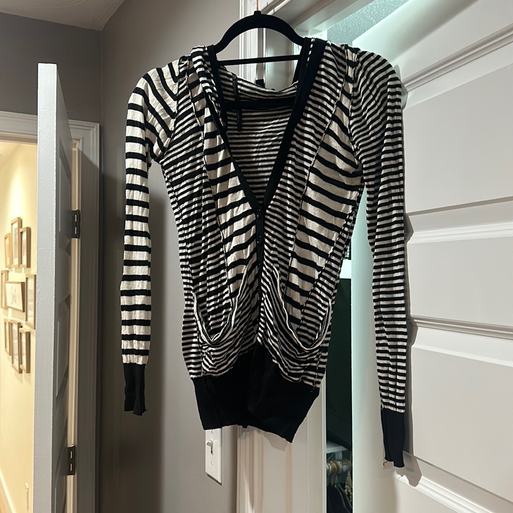 Bebe button down sweater with hood